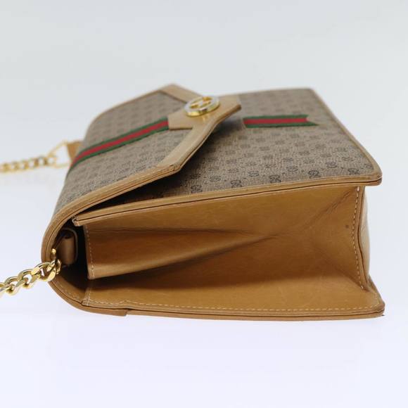 GUCCI Micro GG Supreme Chain Web Sherry Line Shoulder Bag PVC Beige Auth yk12014 - Picture 3 of 16